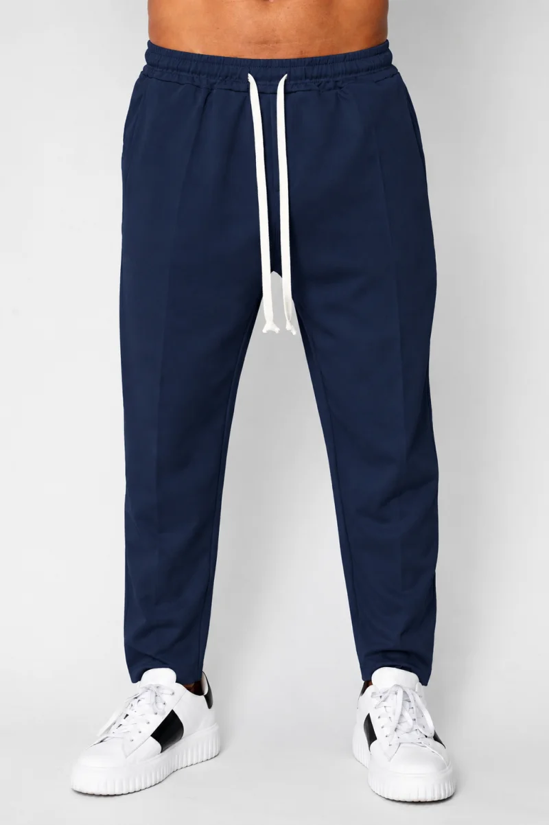 Pantaloni lungi cu snur usor conic Navy