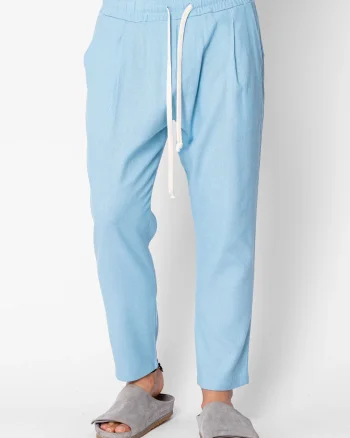 Pantaloni lung din 100% IN cu snur Blue