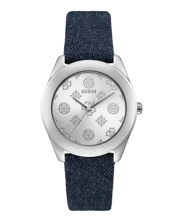 Ceas quartz cu o curea cu aspect de denim, Albastru prafuit