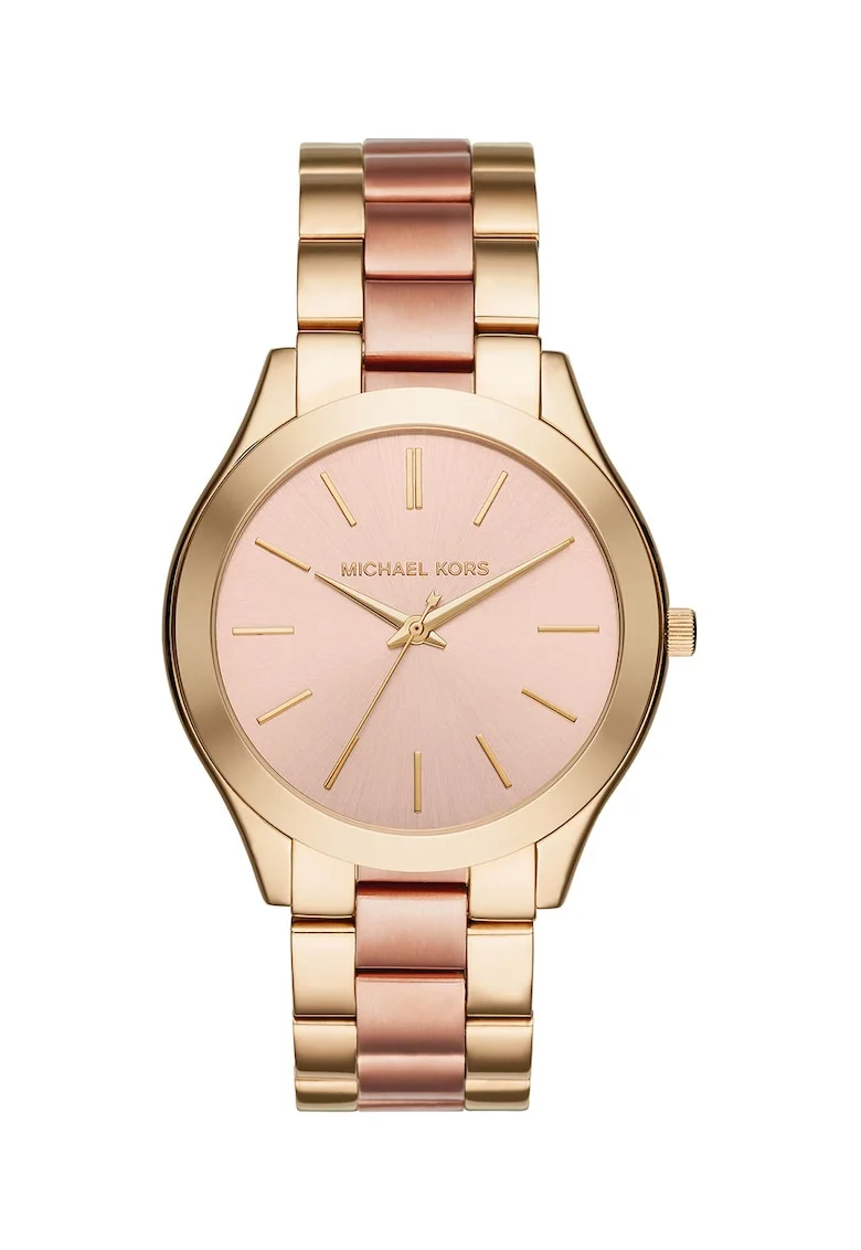 Ceas cu bratara metalica Slim Runway, Auriu/Auriu rose