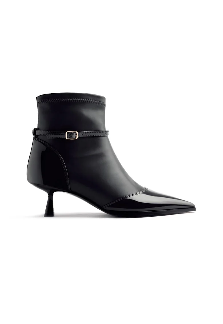 Botine cu toc kitten Caspian, Negru