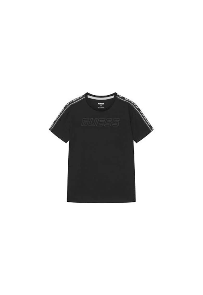 Tricou din amestec de bumbac cu logo pe piept si benzi logo pe maneci,