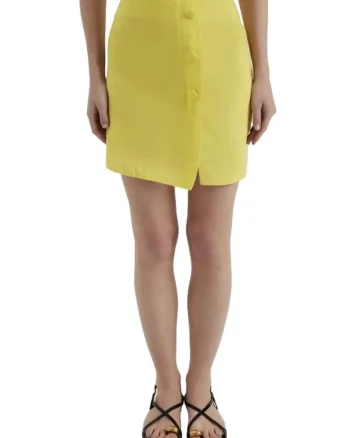 Fusta mini dama  textil, galben