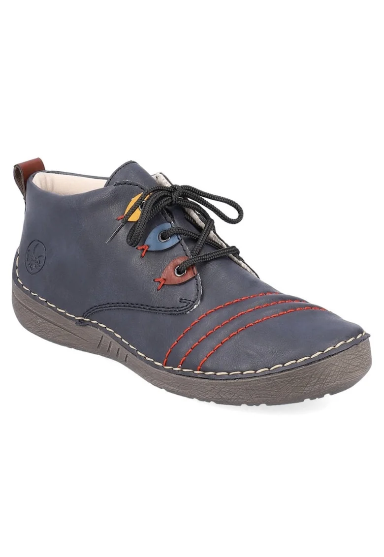 Botine de damă  Rieker, albastre, cu șireturi Senna 52509-14