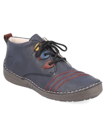 Botine de damă  Rieker, albastre, cu șireturi Senna 52509-14