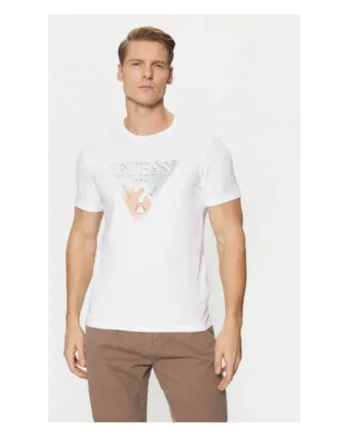 Tricou din amestec de bumbac cu imprimeu logo, Alb