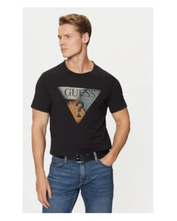Tricou din amestec de bumbac cu imprimeu logo, Negru