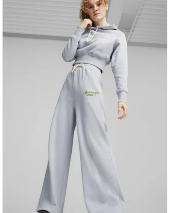 Pantaloni de trening cu croiala ampla si talie inalta Classics+, Gri