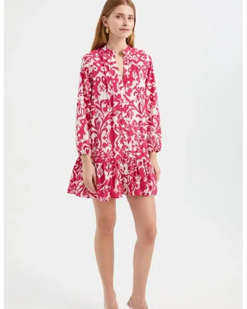 Rochie mini,  plisata, rosu, textil