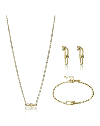 Set de colier, bratara si cercei - 3 piese, Auriu