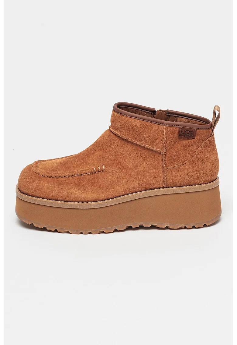Ghete de piele intoarsa Cityfunc Ultra Mini, Caramel