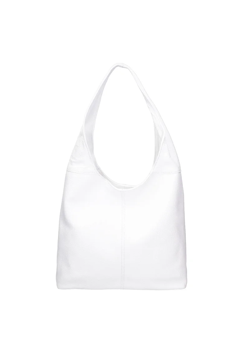 Geanta hobo de piele, Alb