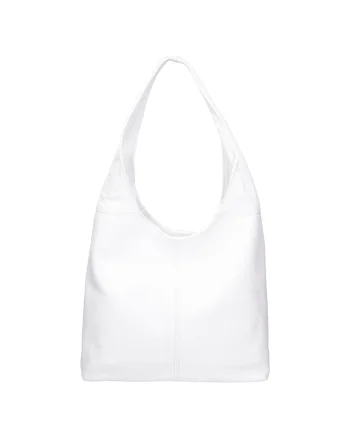 Geanta hobo de piele, Alb