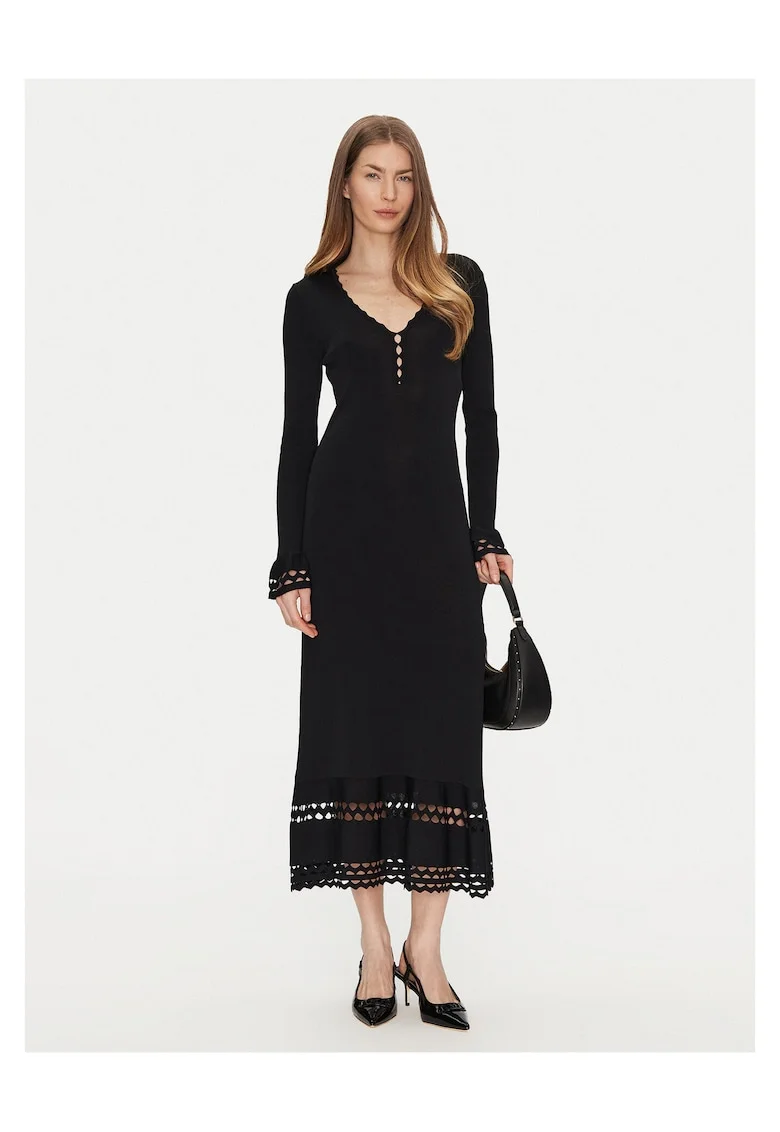 Rochie tricotata de dama  negru, fabricata din material de calitate