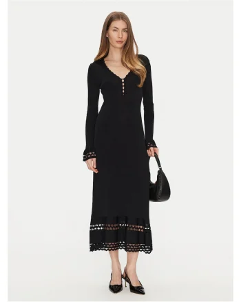 Rochie tricotata de dama  negru, fabricata din material de calitate