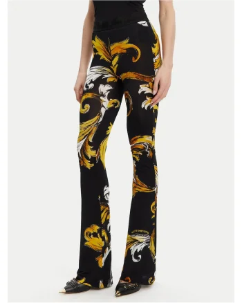 Pantaloni dama  negru/galben, stofa,