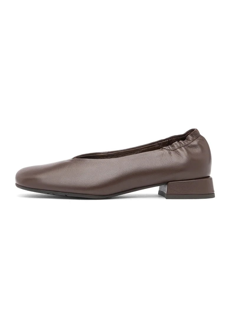 Pantofi din piele cu varf patrat Marla, Maro