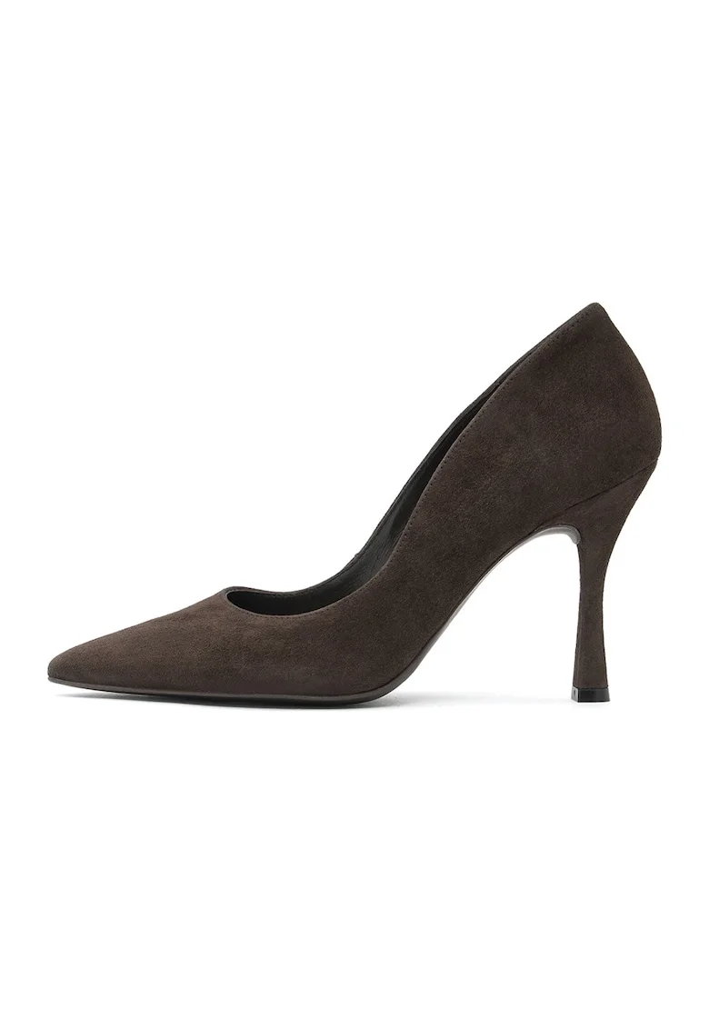 Pantofi din piele cu varf ascutit Linsey, Maro inchis