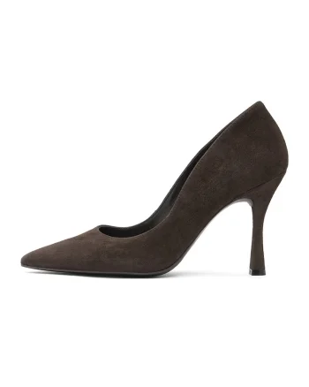 Pantofi din piele cu varf ascutit Linsey, Maro inchis