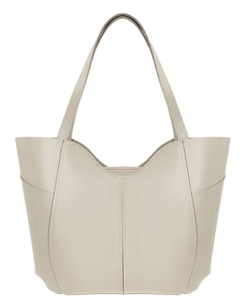 Geanta shopper din piele cu fermoar, Bej deschis