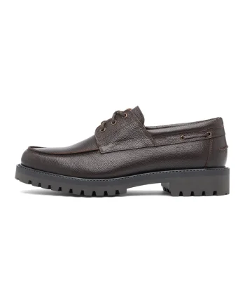 Pantofi din piele cu model uni, Maro inchis