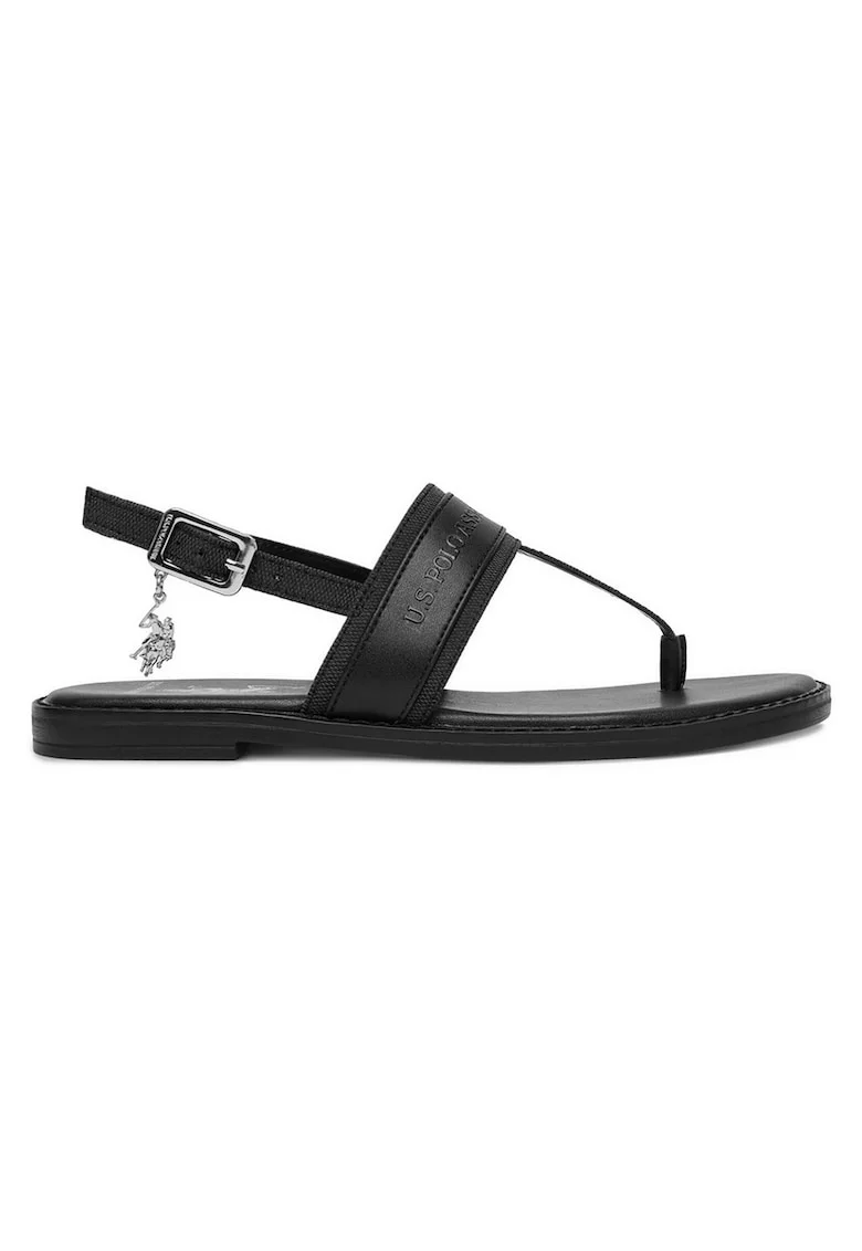 Sandale dama,  catarama, negru, textil