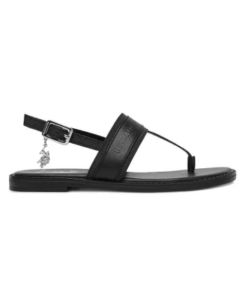 Sandale dama,  catarama, negru, textil