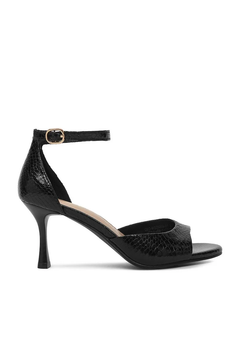 Pantofi dama,  decupati, negru, textil,