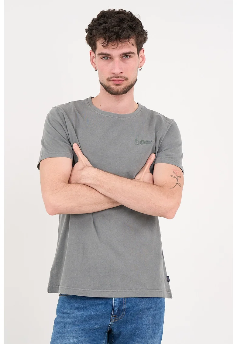 Tricou de bumbac cu logo discret, Portocaliu deschis