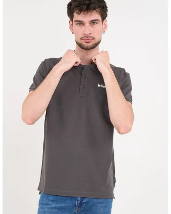 Tricou polo cu logo brodat, Gri carbon
