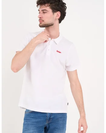 Tricou polo cu logo brodat, Alb optic