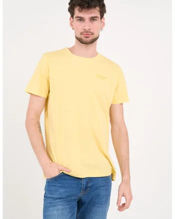 Tricou de bumbac cu logo discret, Galben