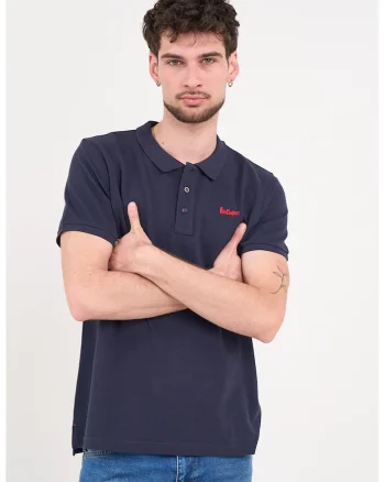 Tricou polo cu logo brodat, Bleumarin