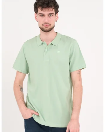Tricou polo de bumbac cu aspect pique, Verde stins