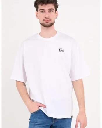 Tricou de bumbac cu imprimeu logo pe spate, Alb optic