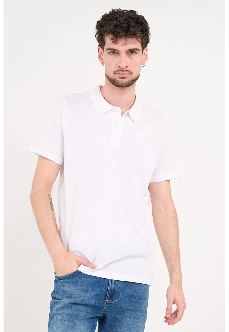 Tricou polo de bumbac cu aspect pique, Alb optic