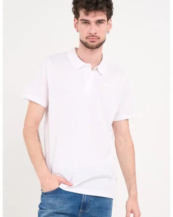 Tricou polo de bumbac cu aspect pique, Alb optic