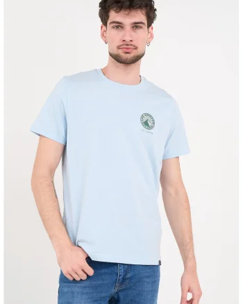 Tricou de bumbac cu imprimeu logo pe spate, Albastru pastel