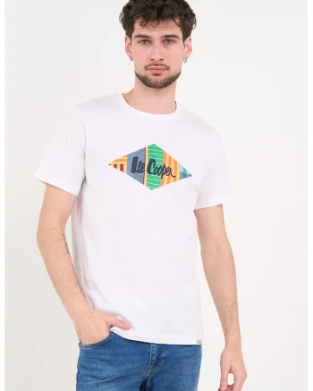 Tricou de bumbac cu imprimeu logo, Alb optic