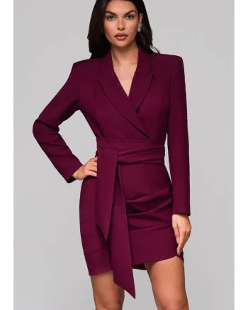 Rochie eleganta midi  LA-OM-DLR166, Visiniu