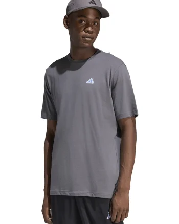 Tricou cu decolteu la baza gatului si logo Icon, Gri