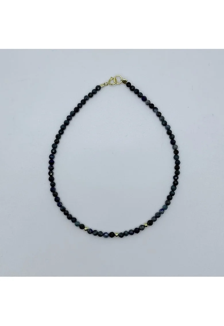 Bratara glezna, handmade, realizata din pietre semipretioase Azurit, accesorii argint925 placat cu aur, lungime: 25 cm