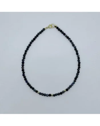 Bratara glezna, handmade, realizata din pietre semipretioase Azurit, accesorii argint925 placat cu aur, lungime: 25 cm