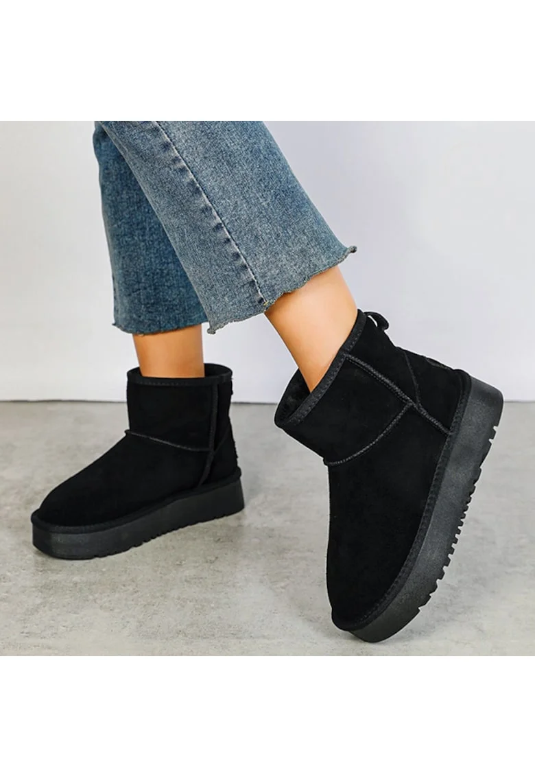 Ghete negre din piele naturala NN605 117 16085, Negru
