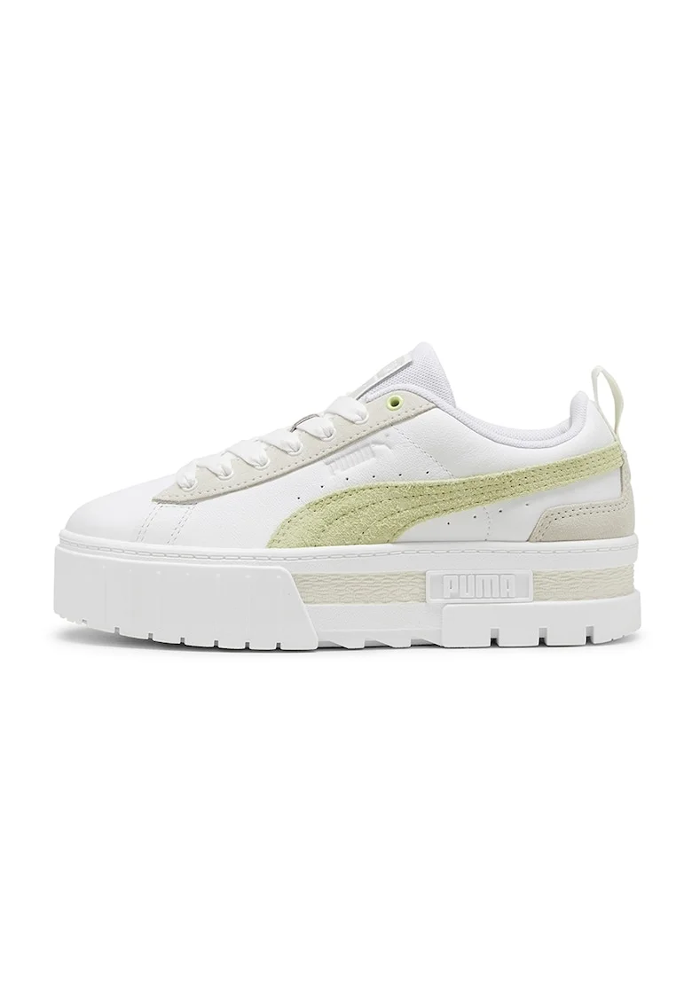 Pantofi sport flatform Mayze Mix, Verde pal/Alb murdar