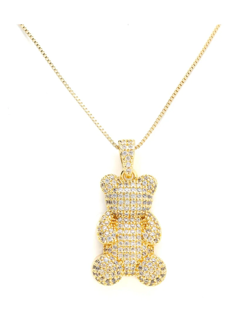 Colier Cu Pandantiv Teddy Placat Cu Aur Galben Si Zirconia Cubica