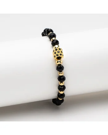 Bratara Handmade Cu Pandantiv Stralucitor Black & White