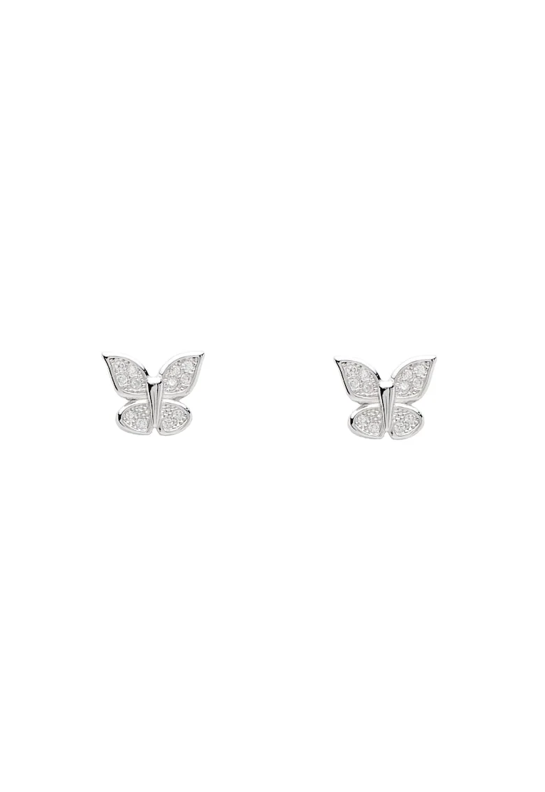 Cercei Argint  fluture cu cristale Zirconia, mici, argint 925 rodiat
