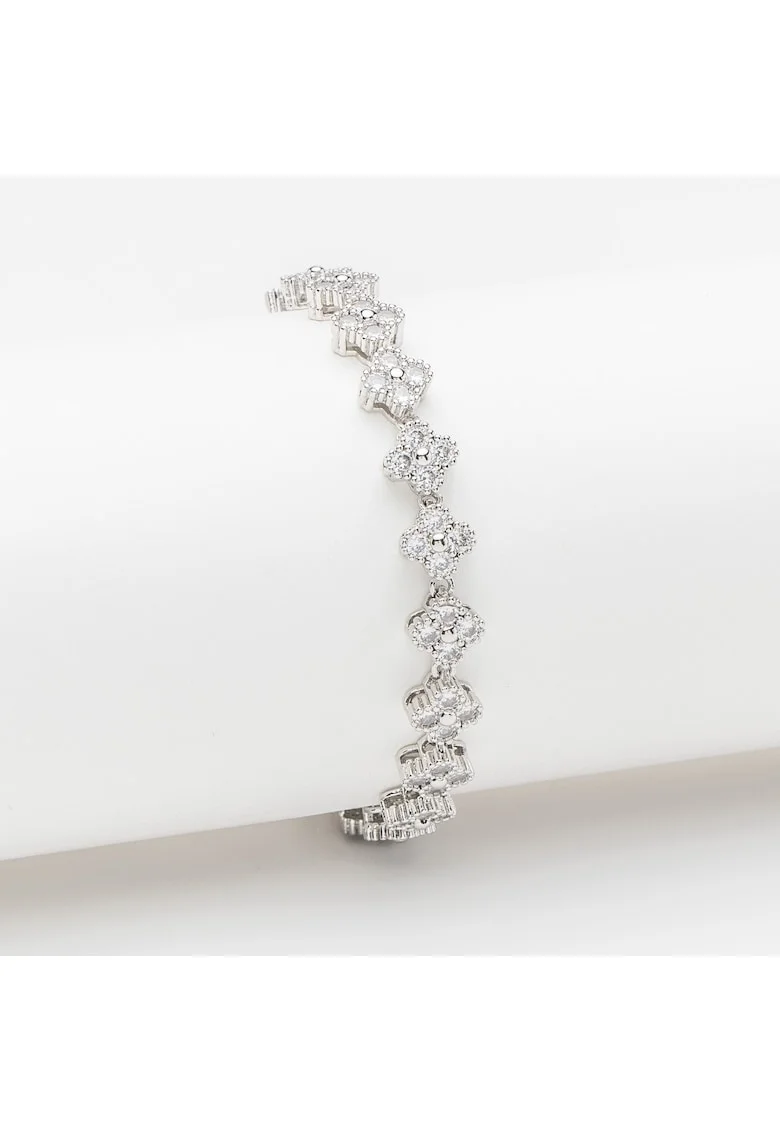 Bratara  placata cu aur alb, cristale Zirconia, dimensiune standard