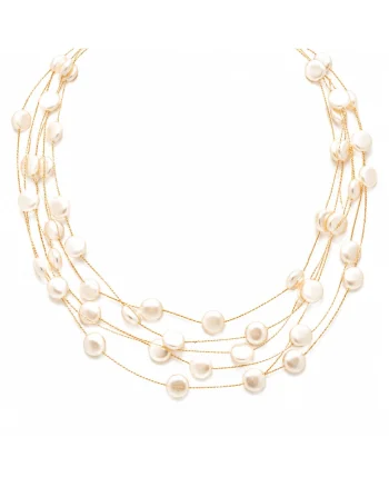 Colier Auriu Cu Siraguri De Perle Multiple Elaria